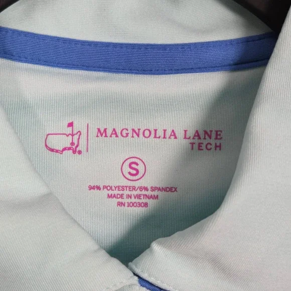 Magnolia Lane Tech Women Small Masters Golf Polo Shirt Light Aqua Blue Short Slv - Picture 4 of 6